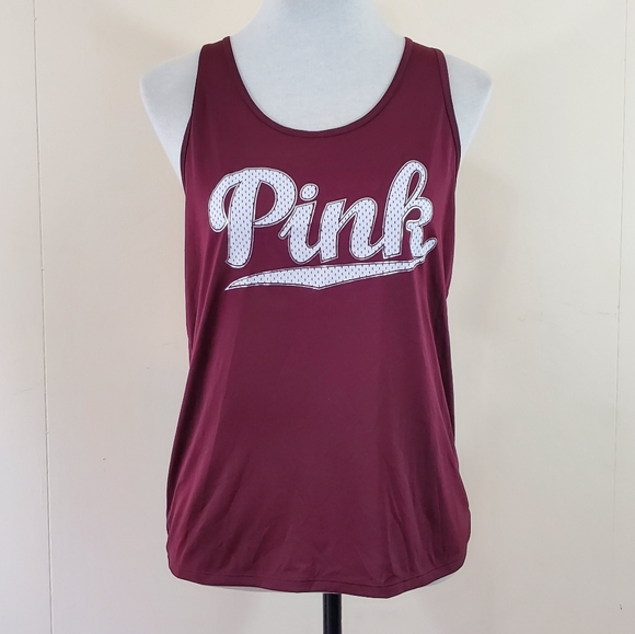 Victoria's Secret Pink burgundy racerback tank top Women's size small - Picture 2 of 7
